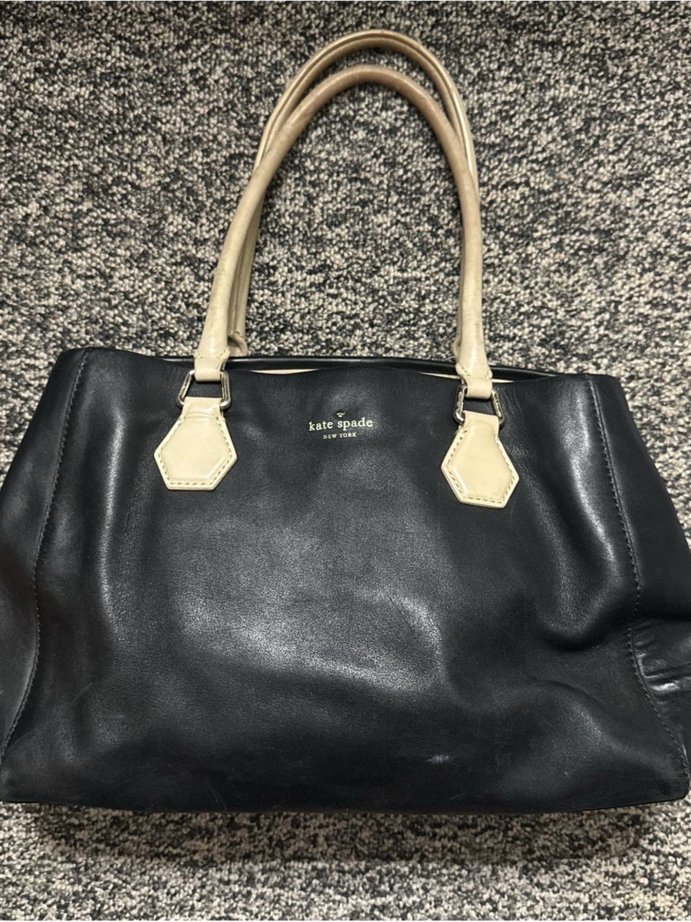 kate spade Black Tote with Cream Handles